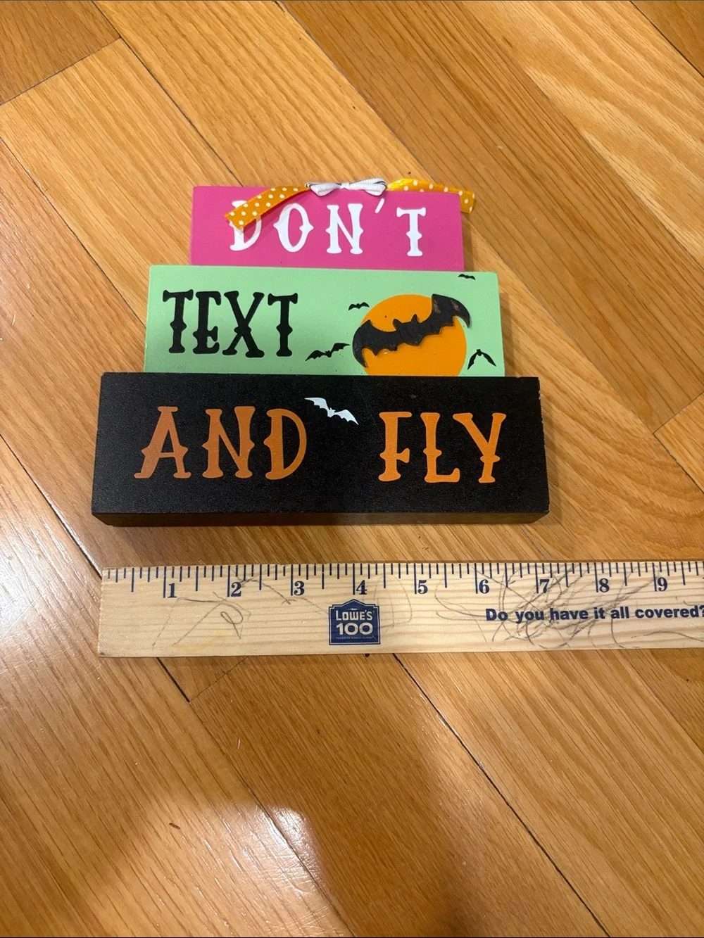 Halloween 'Don't Text and Fly' Layered Wall Sign - Black, Orange, Green, Pink
